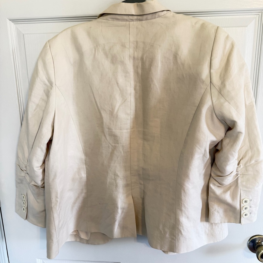 The Limited Linen Blend Blazer XXL Beige Ruched Sleeve - Picture 5 of 10